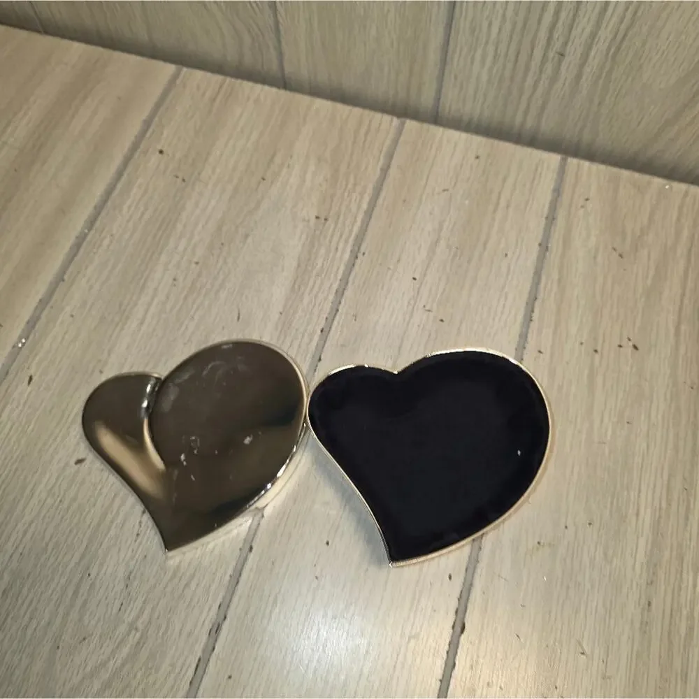 Vtg Silver Heart Felted Jewlery Box Trinket Gift Box 4
